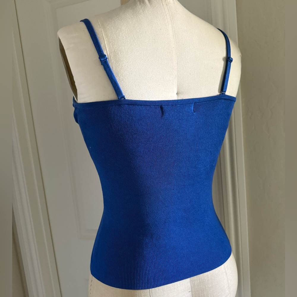 Vintage Express Blue Fitted knit silk Camisole Top - Picture 2 of 5